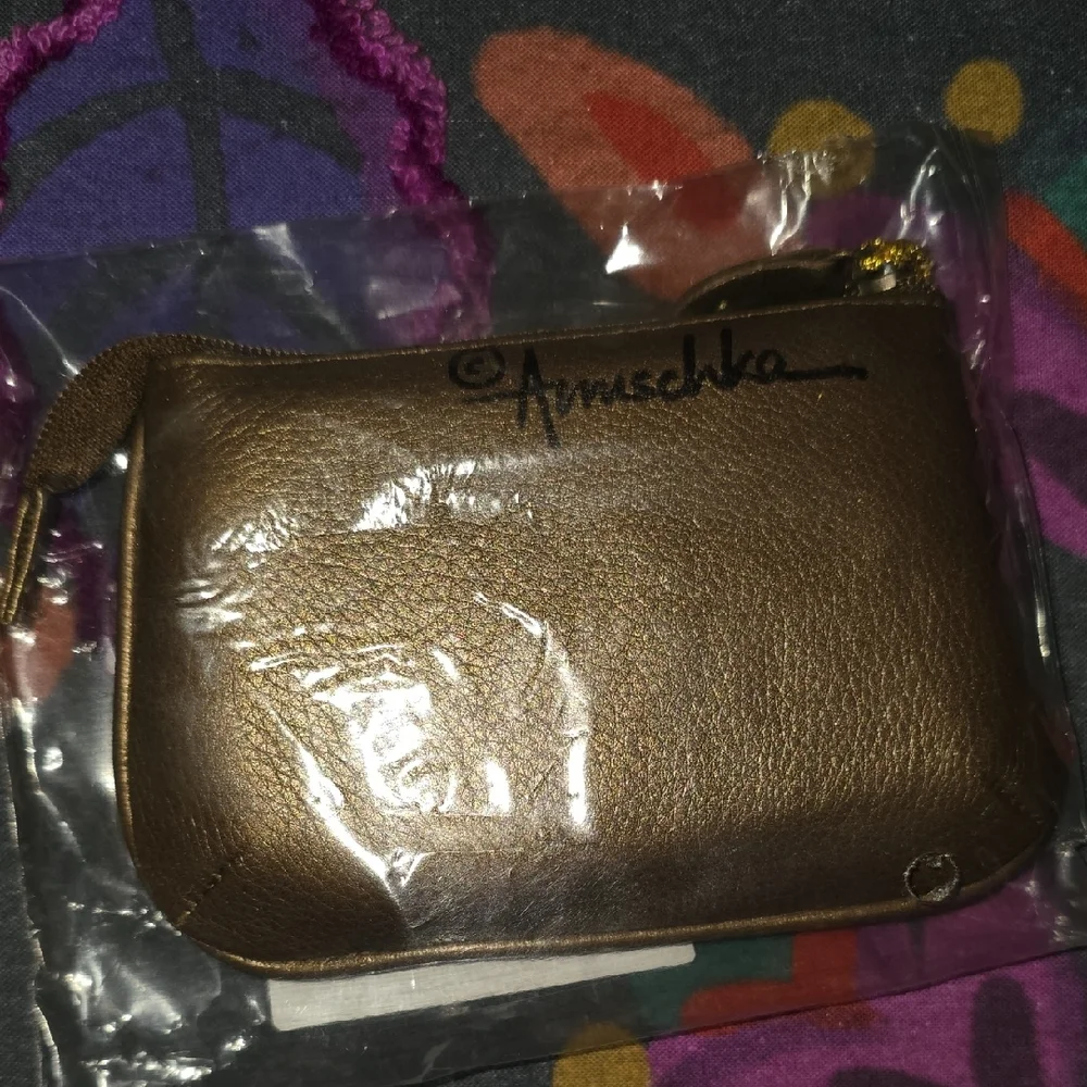 NWT Anuschka Floral Bronze Leather Bag And Matching Coin Purse Set - Picture 4 of 12